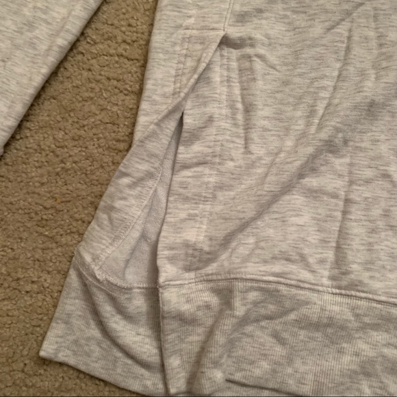 Athleta Light Heather Gray Slit Side Hoodie Sweatshirt - Picture 2 of 6